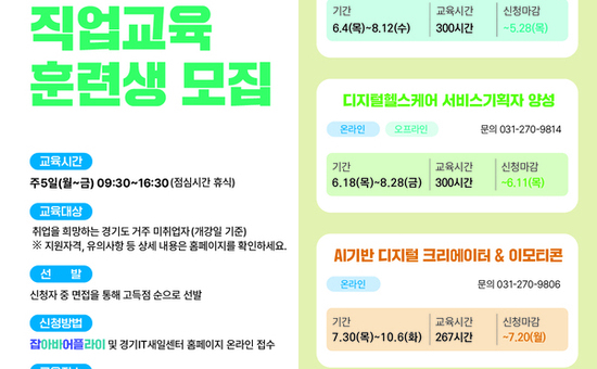인공지능·디지털 인재 키운다…경기IT새일센터, 직업교육훈련생 80명 모집