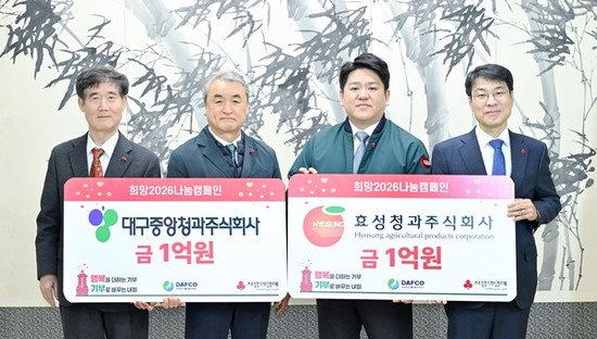 대구농수산물도매시장 대표법인 대구중앙청과㈜·효성청과㈜, 새해맞이 ‘희망 나눔 성금 2억 원’ 전달