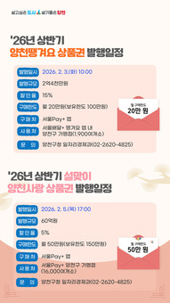 양천구, 설 명절 앞두고 양천사랑·땡겨요상품권, 총 62억 원 발행