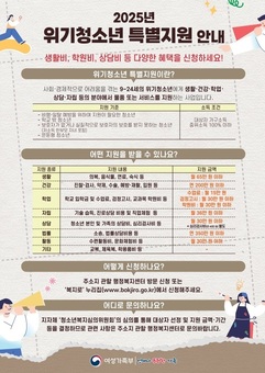 금천구, 2025년 위기청소년 특별지원 대상자 모집... 3월 26일까지 접수