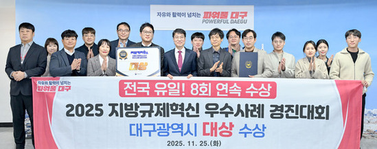 대구시, 규제혁신 경진대회 대상! ‘전국 유일’ 8년 연속 수상
