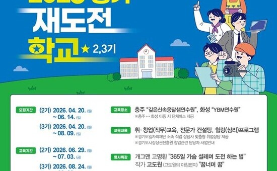 “우리 다시 할 수 있어요” 경기재도전학교 2~3기 교육생 모집