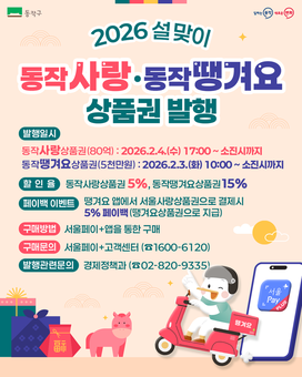 동작구, 설 맞이 지역상품권 총 80억5천만 원 푼다