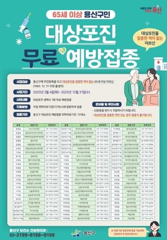 용산구, 65세 이상 어르신 대상포진 무료 예방접종 실시