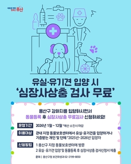 용산구, 유실·유기견 심장사상충 무료 검사