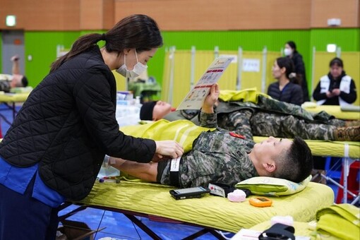혹한에도 팔 걷은 백령도 해병대 제6여단, 혈액 수급난 해소 앞장