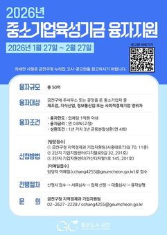 금천구, 최저금리로 기업 자금난 해소... 최대 1억 원 지원