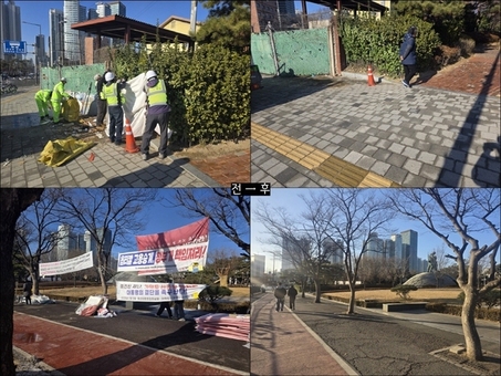 용산구, 전쟁기념관 앞 집회현수막 등 정비 완료