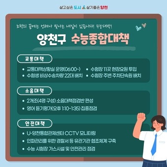 수능 D-2…양천구, 수험생 위한 ‘총력지원 체제’ 돌입