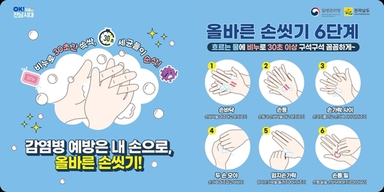 전남도, 손 씻기 등 개인위생 실천 강화로 감염병 선제 차단