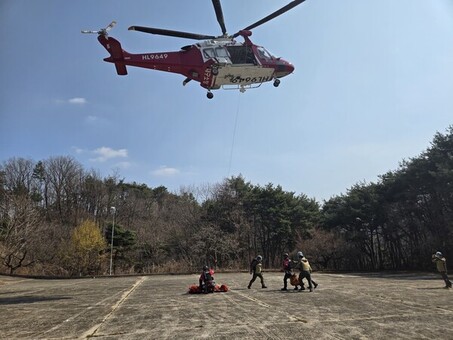 대구119항공대-팔공산 산악구조대, 산악사고 대비 합동 훈련