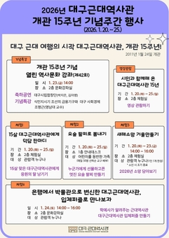 대구근대역사관 개관 15주년 기념주간 행사 개최