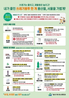 용산구, 한눈에 보는 생활쓰레기 분리배출 안내문 제작‧배포