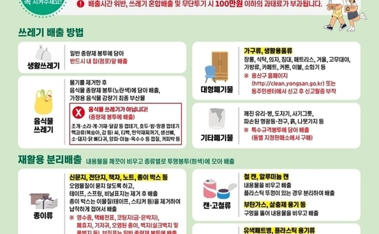 용산구, 한눈에 보는 생활쓰레기 분리배출 안내문 제작‧배포
